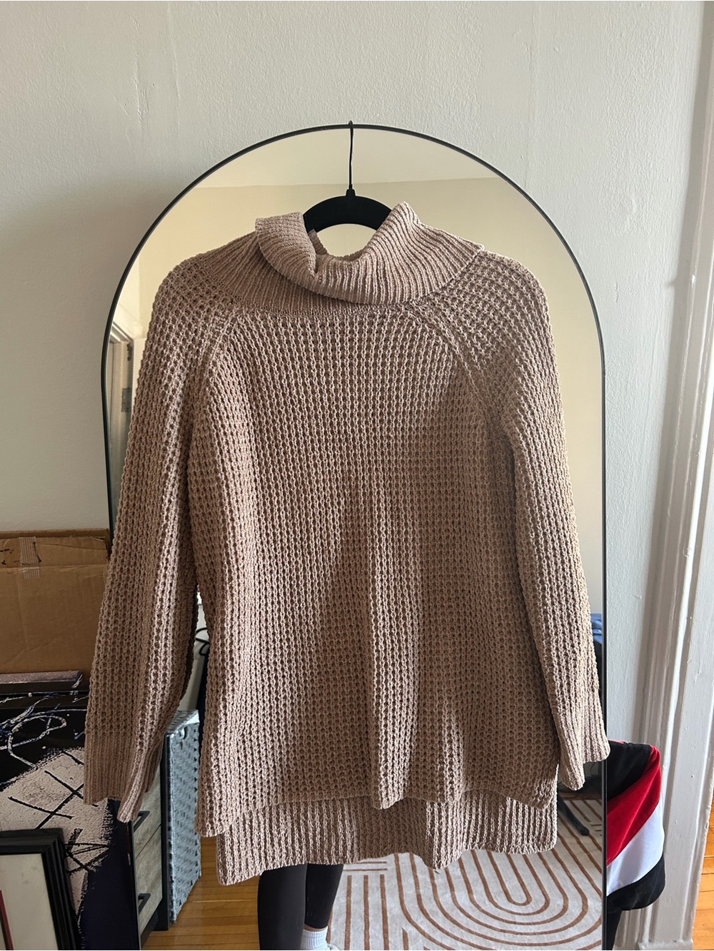 Cozy Taupe Turtleneck Knit Sweater - Women's